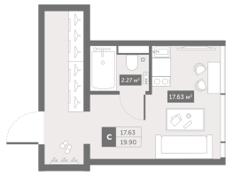 Студия № 32c Корп.: 1 , Секция 3  в ЖК Zoom Черная речка
