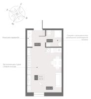 Студия № 319 Корп.: 1 , Секция 2  в ЖК Zoom Черная речка