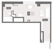 Студия № 8-1c Корп.: 1 , Секция 4  в ЖК Zoom Черная речка