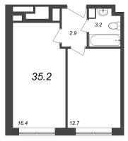 1 ккв № 107 Корп.: 3.10 , Секция 3.10  в ЖК Zoom на Неве