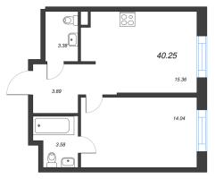 2 ккв (Евро) № 263 Корп.: 3.8 , Секция 3.8  в ЖК Zoom на Неве