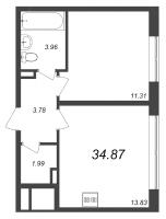 1 ккв № 1349 Корп.: 3.3 , Секция 3.3  в ЖК Zoom на Неве