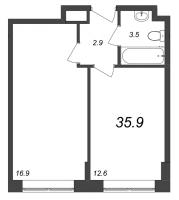 2 ккв (Евро) № 142 Корп.: 3.9 , Секция 3.9  в ЖК Zoom на Неве