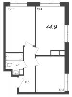 2 ккв № 114 Корп.: 3.10 , Секция 3.10  в ЖК Zoom на Неве