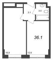 2 ккв (Евро) № 156 Корп.: 3.9 , Секция 3.9  в ЖК Zoom на Неве