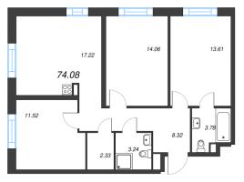 4 ккв (Евро) № 368 Корп.: 3.8 , Секция 3.8  в ЖК Zoom на Неве