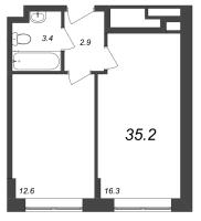 2 ккв (Евро) № 141 Корп.: 3.9 , Секция 3.9  в ЖК Zoom на Неве