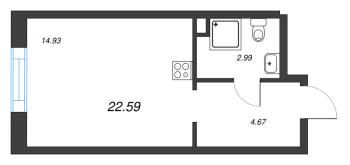 Студия № 447 Корп.: 3.8 , Секция 3.8  в ЖК Zoom на Неве