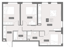 3 ккв № 1526 Корп.: 3.1 , Секция 3.1  в ЖК Zoom на Неве