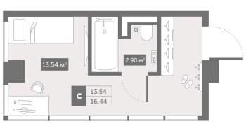 Студия № 45c Корп.: 1 , Секция 3  в ЖК Зум Чёрная Речка