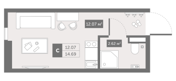 Студия № 36c Корп.: 1 , Секция 3  в ЖК Зум Чёрная Речка