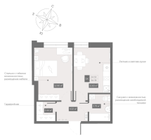 1 ккв № 279 Корп.: 1 , Секция 3  в ЖК Зум Чёрная Речка