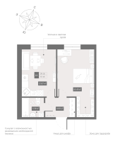 1 ккв № 354 Корп.: 1 , Секция 3  в ЖК Зум Чёрная Речка