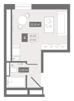 Студия № 7-1c Корп.: 1 , Секция 4  в ЖК Зум Чёрная Речка