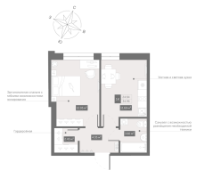 1 ккв № 443 Корп.: 1 , Секция 3  в ЖК Зум Чёрная Речка