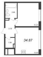 1 ккв № 1360 Корп.: 3.3 , Секция 3.3  в ЖК Зум на Неве