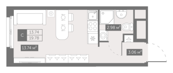 Студия № 1037-1 Корп.: 3.4 , Секция 3.4  в ЖК Зум на Неве