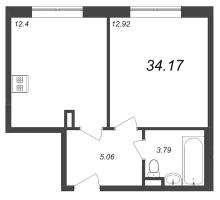 1 ккв № 1350 Корп.: 3.3 , Секция 3.3  в ЖК Зум на Неве