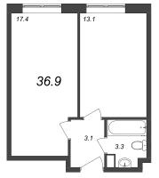 2 ккв (Евро) № 110 Корп.: 3.10 , Секция 3.10  в ЖК Зум на Неве