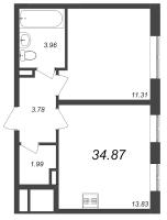 1 ккв № 1294 Корп.: 3.3 , Секция 3.3  в ЖК Зум на Неве