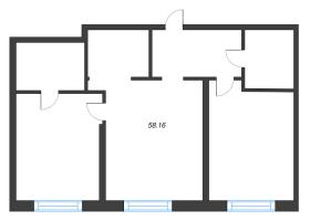 3 ккв (Евро) № 1536 Корп.: 3.1 , Секция 3.1  в ЖК Зум на Неве