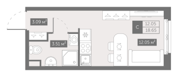 Студия № 1142-2 Корп.: 3.4 , Секция 3.4  в ЖК Зум на Неве
