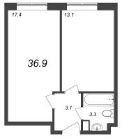 2 ккв (Евро) № 45 Корп.: 3.10 , Секция 3.10  в ЖК Зум на Неве