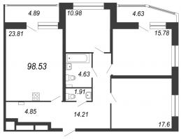 4 ккв (Евро) № 353 Корп.: 1 Уч. 100 , Секция 3  в ЖК Звезды Столиц