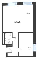 2 ккв (Евро) № 195, Секция 1  в ЖК ЙЕС Лидер